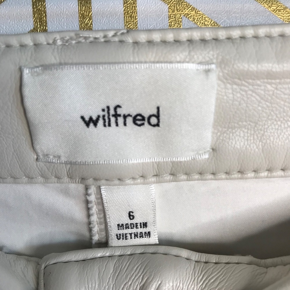 Wilfred Womens Faux Leather Pants Size 6 Ivory Straight Leg 5-Pocket - Picture 7 of 10